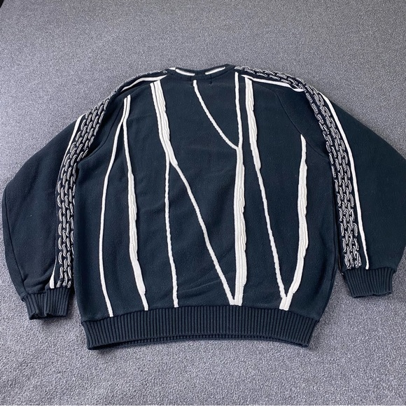 Vintage Tosani Made In Canada Black White Knit Sweater Pullover Men’s Size XL - Picture 8 of 15